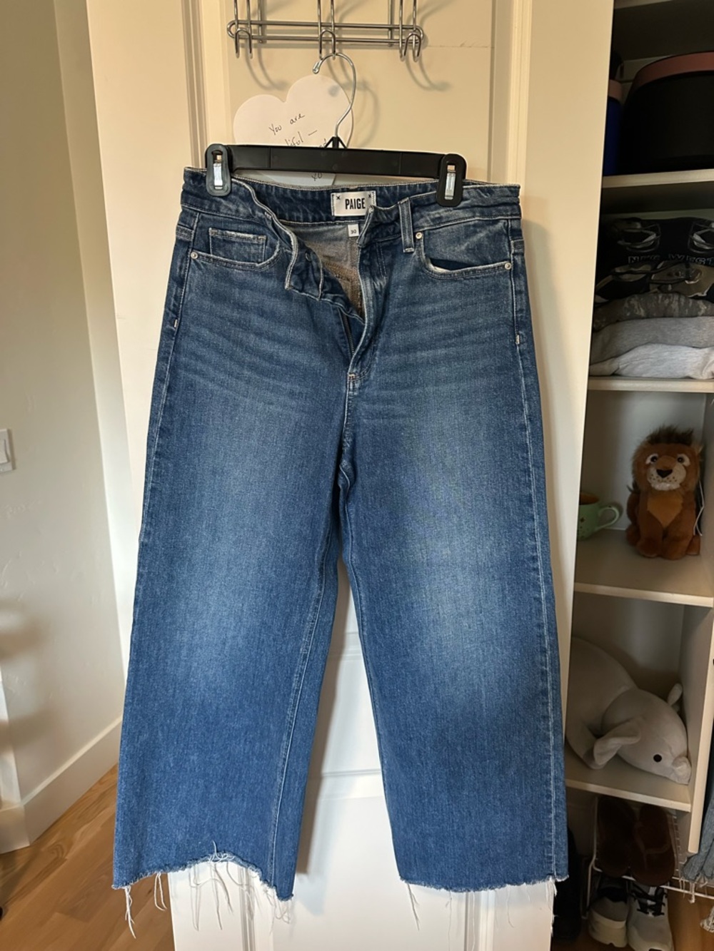 PAIGE Vintage Wash High-Rise Wide Leg Jeans - Blue